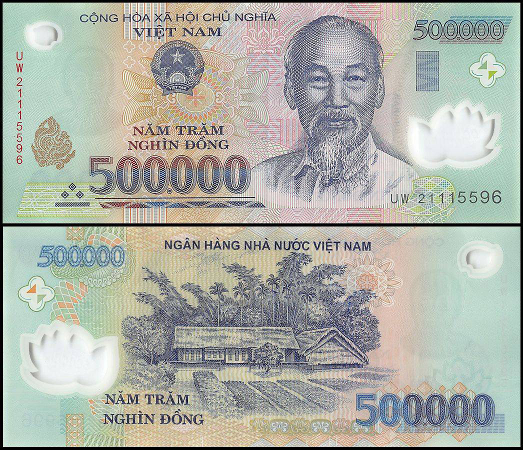 Vietnam 500,000 Dong, 2003-2021, P-124, Used, Polymer - Trillion