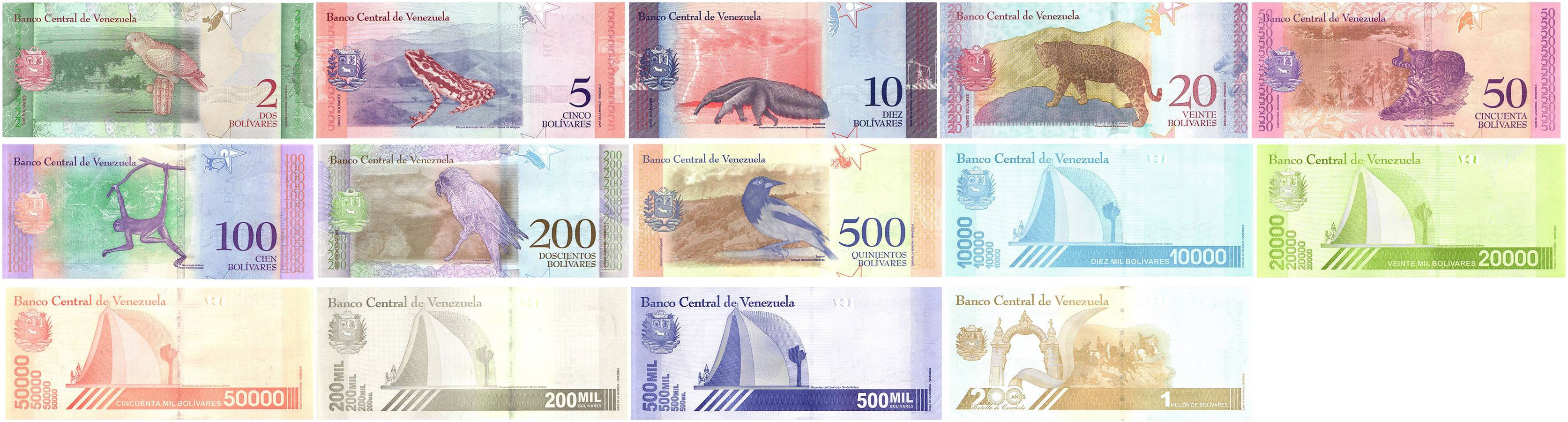 Venezuela Bolivar Set 2018 - 8 UNC Notes, 2 To 500 Bolivares